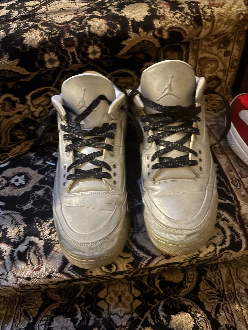 Nike Silver and Black Men’s Jumpman High-Top Sneakers they are size 10 $150